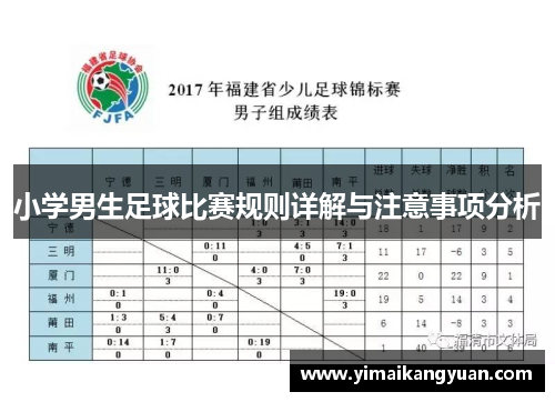 小学男生足球比赛规则详解与注意事项分析